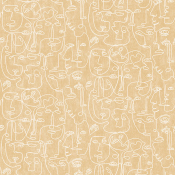 Non-woven graphic brown-beige wallpaper - faces M41212, Arty, Ugépa