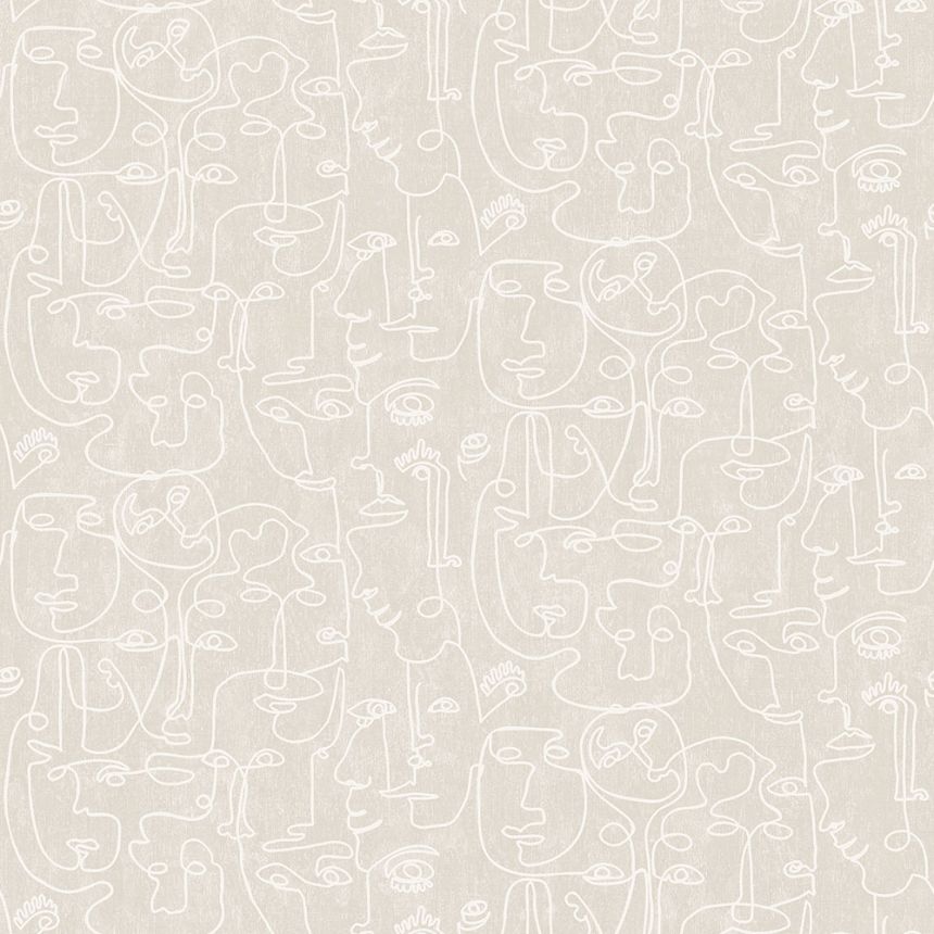 Non-woven graphic gray wallpaper - faces M41207, Arty, Ugépa