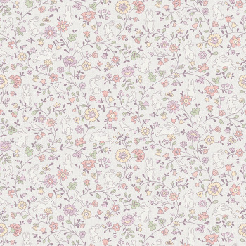 Cute non-woven children's wallpaper flowers, bunnies JS3101, Jack´N Rose 2024 , Grandeco