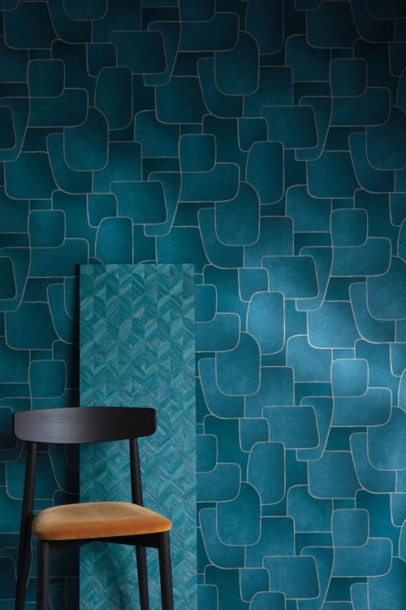 Geometric pattern wallpaper blue MU3106 Muse, Grandeco