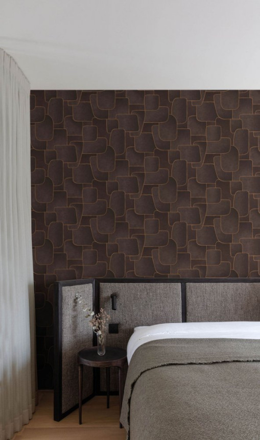 Geometric pattern wallpaper brown chocolate MU3105 Muse, Grandeco