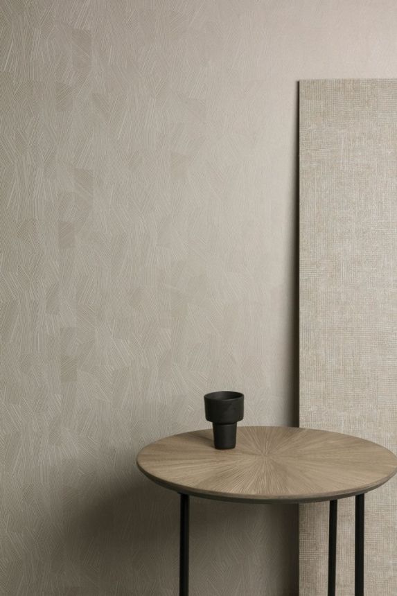 Geometric pattern wallpaper, beige with metallic reflections MU3002 Muse, Grandeco