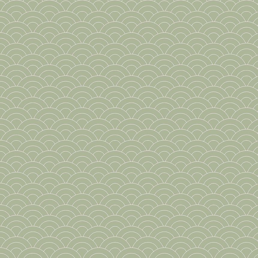 Green non-woven wallpaper, arched pattern 6506-3, Batabasta, ICH Wallcoverings
