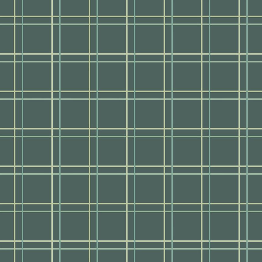 Green geometric design wallpaper, tartan 6505-3, Batabasta, ICH Wallcoverings