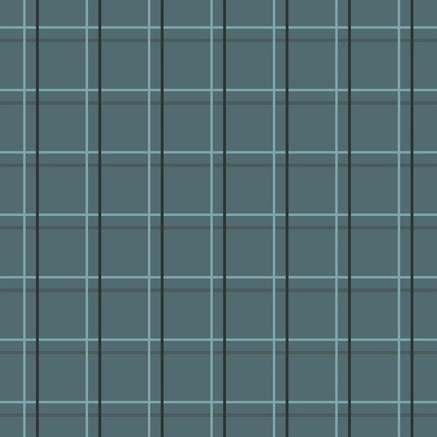 Turquoise geometric design wallpaper, tartan 6505-1, Batabasta, ICH Wallcoverings