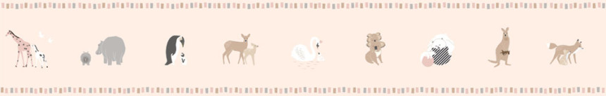 Pink children's self-adhesive border with animalsy 7504-3, Noa, ICH Wallcoverin