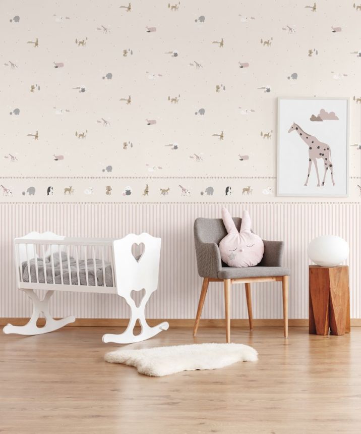 Pink children's self-adhesive border with animalsy 7504-3, Noa, ICH Wallcoverin