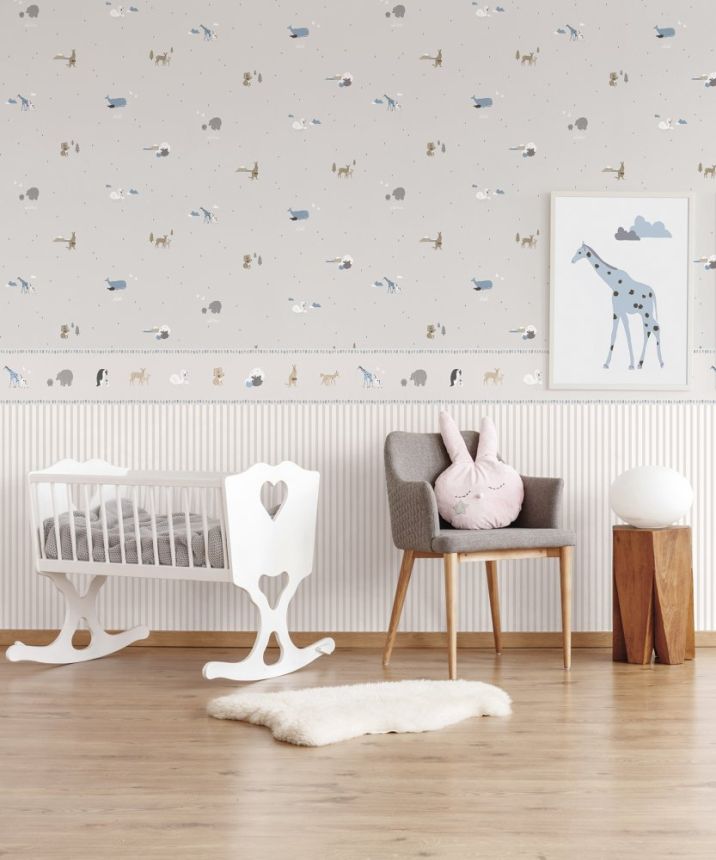 Gray children's self-adhesive border with animals 7504-2, Noa, ICH Wallcoverings