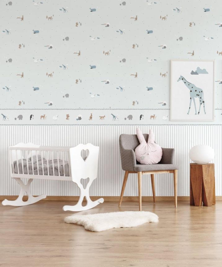 Blue children's self-adhesive border with animals 7504-1, Noa, ICH Wallcoverings