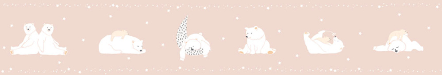 Pink children's self-adhesive border, teddy bears, stars 7503-3, Noa, ICH Wallcoverings
