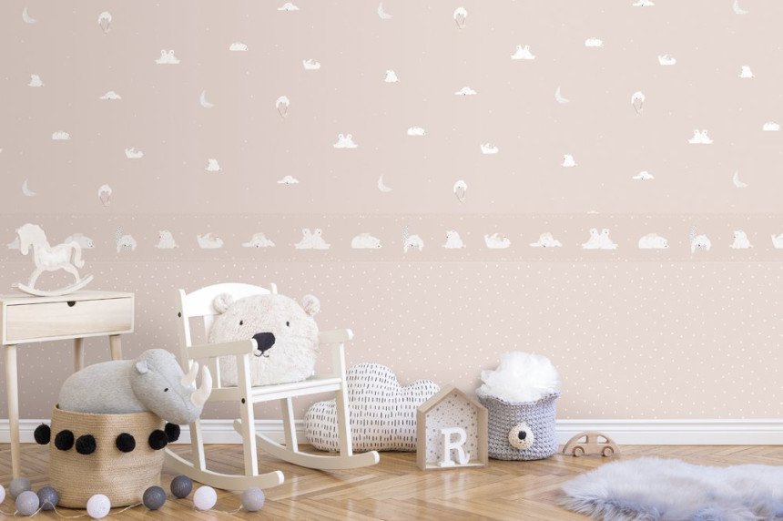 Pink children's self-adhesive border, teddy bears, stars 7503-3, Noa, ICH Wallcoverings