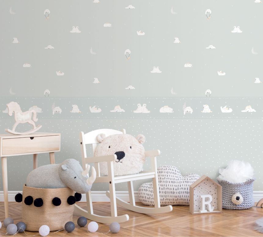 Gray children's wallpaper with animals - bears 7003-1, Noa, ICH Wallcoverings