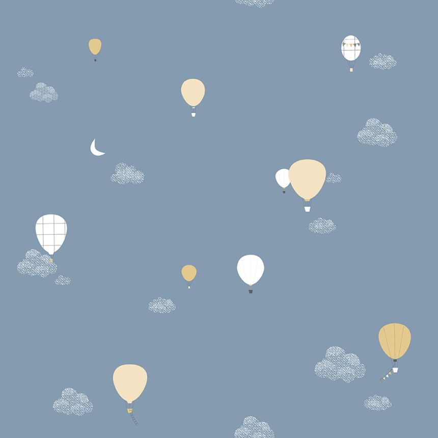 Blue children's wallpaper - clouds, balloons 7001-4, Noa, ICH Wallcoverings