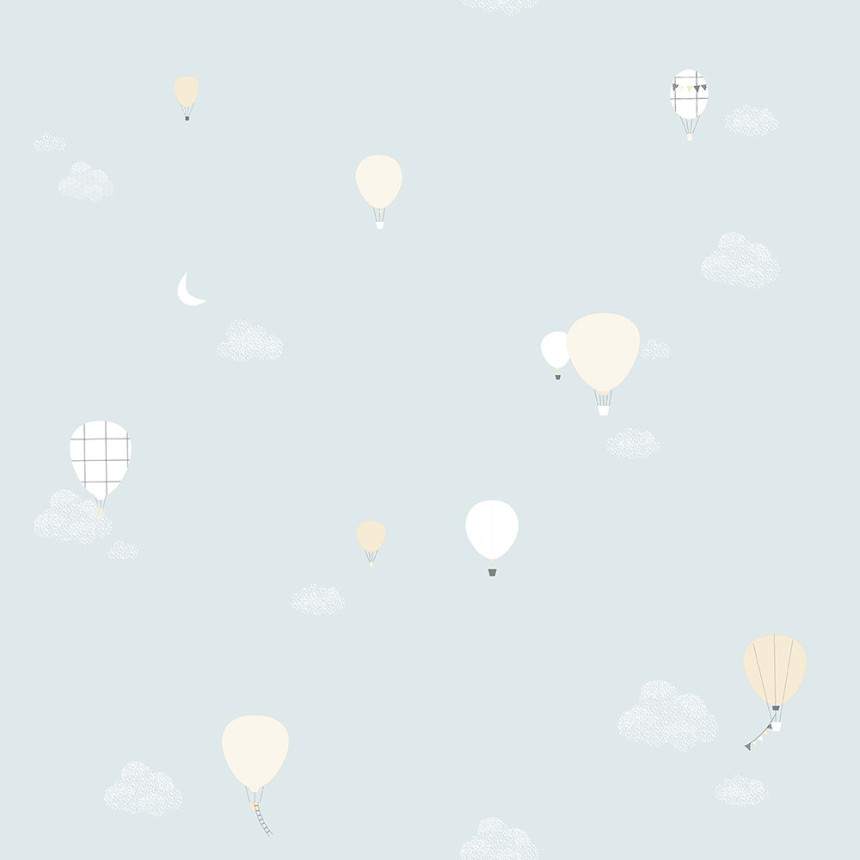 Menthol children's wallpaper - clouds, balloons 7001-1, Noa, ICH Wallcoverings
