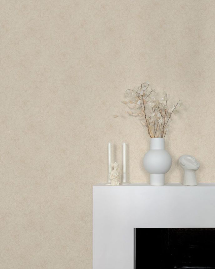 White non-woven wallpaper with a vinyl surface, Flowers 32001, Textilia, Limonta