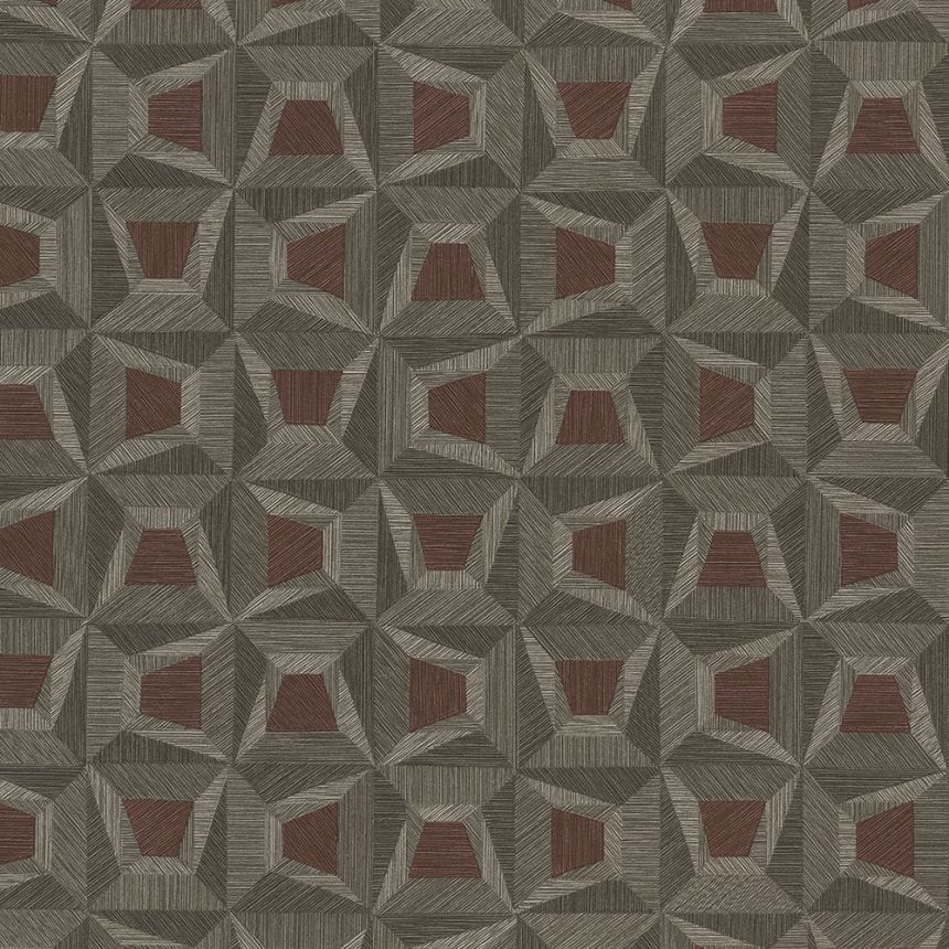 Brown non-woven geometric design wallpaper 31911, Textilia, Limonta