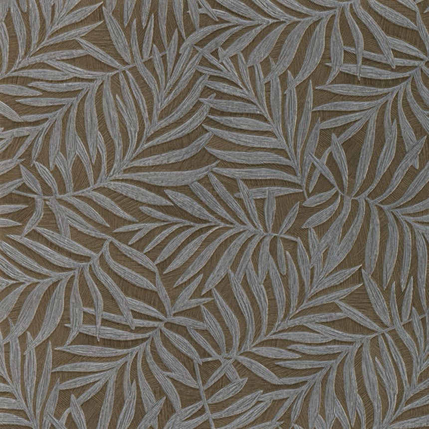 Brown non-woven wallpaper with leaves 31812, Textilia, Limonta
