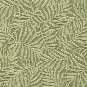 Green non-woven wallpaper with leaves 31810, Textilia, Limonta