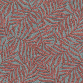 Blue non-woven wallpaper with leaves 31809, Textilia, Limonta