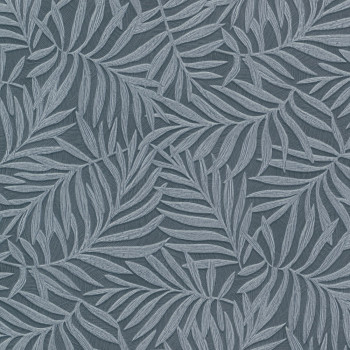 Blue non-woven wallpaper with leaves 31808, Textilia, Limonta