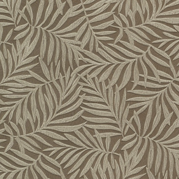 Brown non-woven wallpaper with leaves 31807, Textilia, Limonta