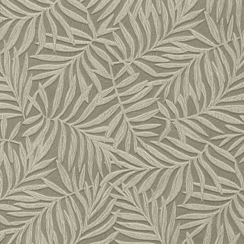 Gray non-woven wallpaper with leaves 31806, Textilia, Limonta