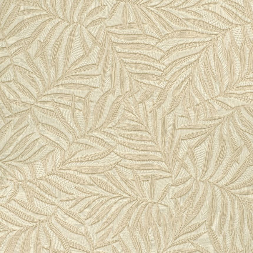 Beige non-woven wallpaper with leaves 31803, Textilia, Limonta