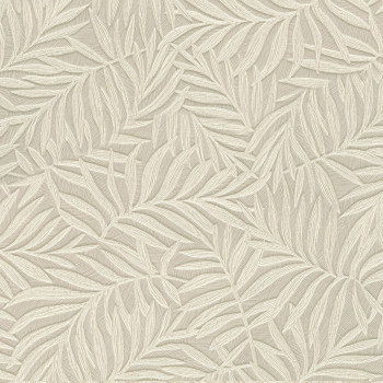 Gray non-woven wallpaper with leaves 31802, Textilia, Limonta