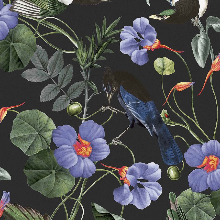 Non-woven wallpaper with exotic birds 112192, Genesis, Graham & Brown