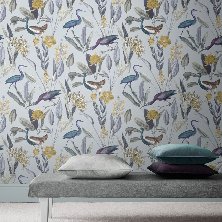 Non-woven wallpaper with herons 111721, Genesis, Graham & Brown