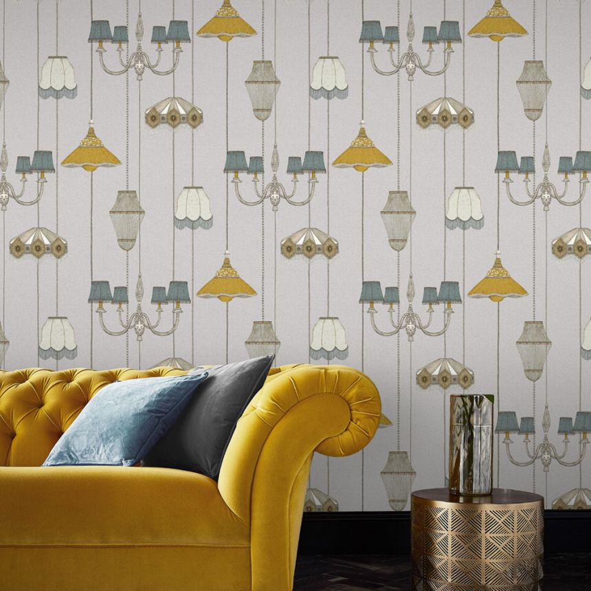 Wallpaper with a chandelier motif 111717, Pioneer, Graham & Brown