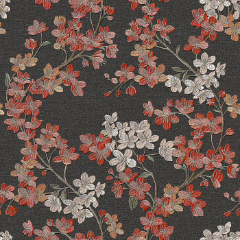 Luxury black non-woven floral wallpaper GR322207, Grace, Design ID