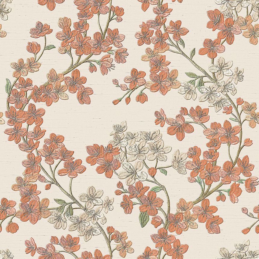 Luxury cream non-woven floral wallpaper GR322202, Grace, Design ID