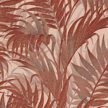 Luxury brown-orange wallpaper, palm leaves GR322107, Grace, Design ID