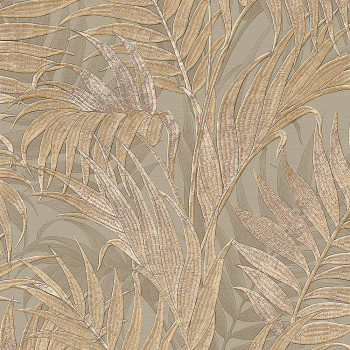Luxury gray-brown non-woven wallpaper, palm leaves GR322105, Grace, Design ID  Wallcoverings