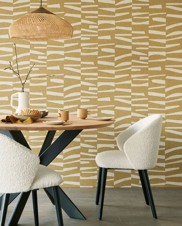 Ocher retro geometric pattern wallpaper 318024, Twist, Eijffinger