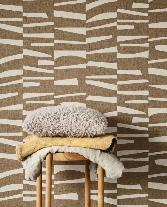 Brown-beige retro geometric pattern wallpaper 318023, Twist, Eijffinger