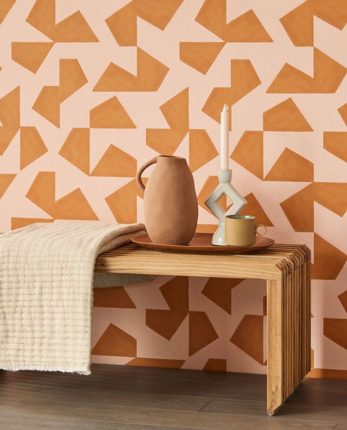 Brown-pink retro geometric pattern wallpaper 318041, Twist, Eijffinger