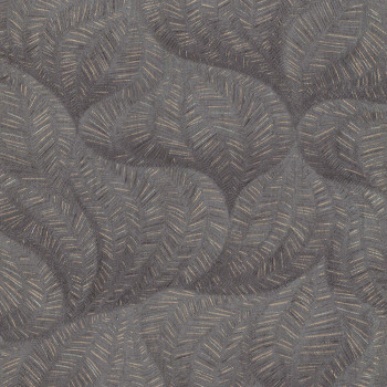Dark gray non-woven wallpaper, leaves 221146, Rivi?ra Maison 3, BN Walls