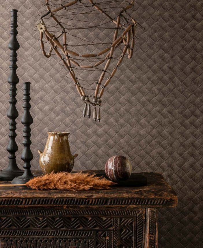 Non-woven brown wallpaper, leather imitation TA25072 Tahiti, Decoprint