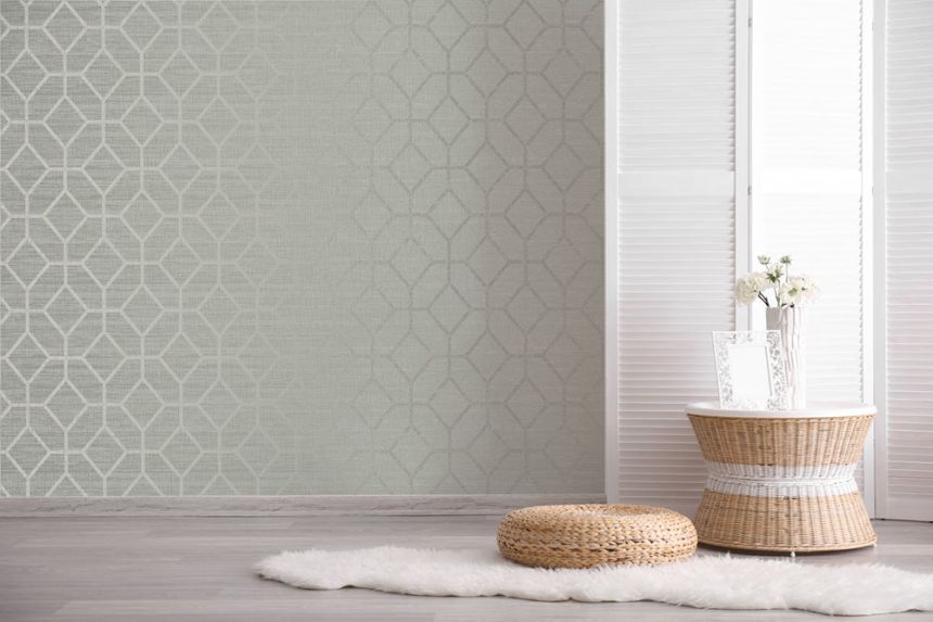 Luxury light green geometric pattern wallpaper 115716, Opulence, Graham & Brown