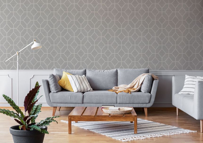 Luxury gray geometric pattern wallpaper 112655, Opulence, Graham & Brown