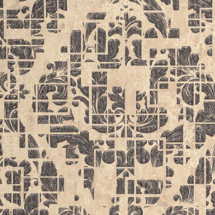 Brown non-woven baroque wallpaper 28716, Kaleido, Limonta