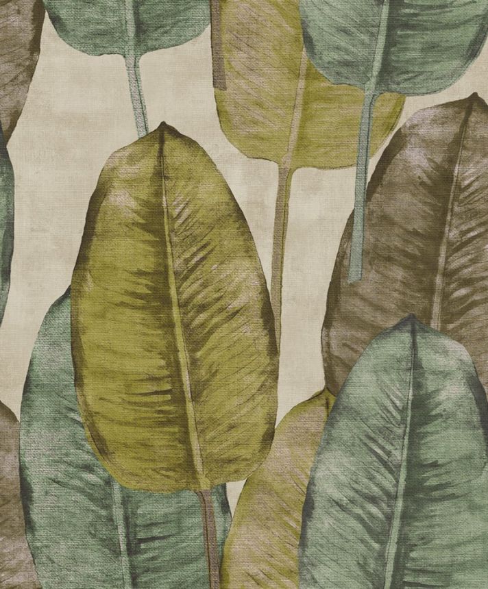 Textured non-woven wallpaper, colored leaves TA25081 Tahiti, Decoprint