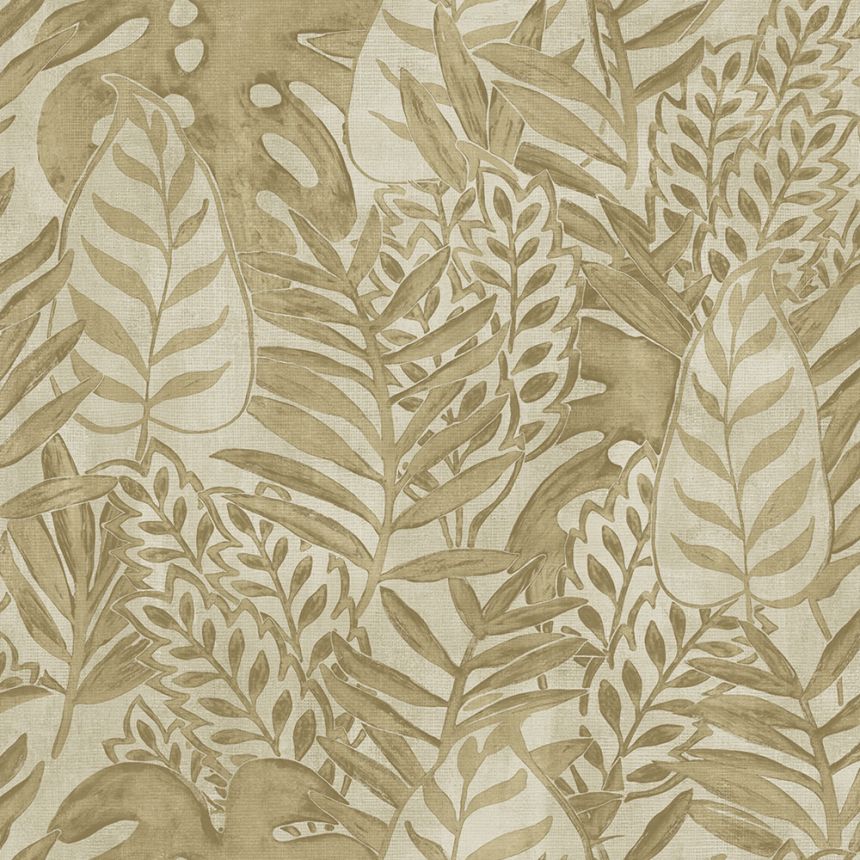 Non-woven beige wallpaper, leavesa TA25061 Tahiti, Decoprint
