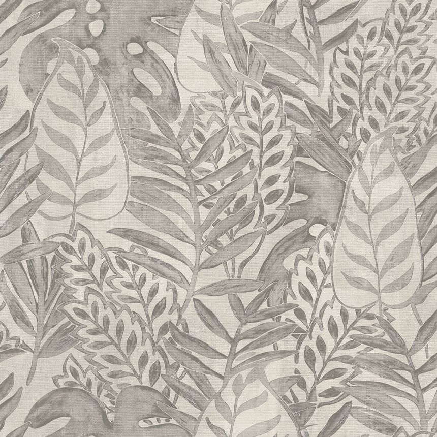 Non-woven beige wallpaper, leaves TA25060 Tahiti, Decoprint