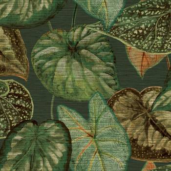 Textured non-woven green leaves wallpaper TA25054 Tahiti, Decoprint