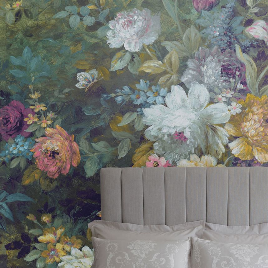 Non-woven flowers wall mural 115278, Laura Ashley 2, Graham & Brown