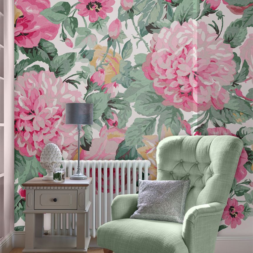 Non-woven flowers wall mural 115272, Laura Ashley 2, Graham & Brown