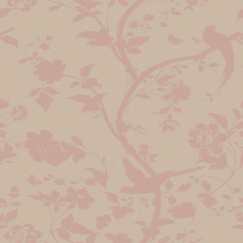 Non-woven wallpaper with pink flowers and birds 113389, Laura Ashley, Graham & Brown